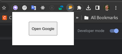 Popup of the simple chrome extension